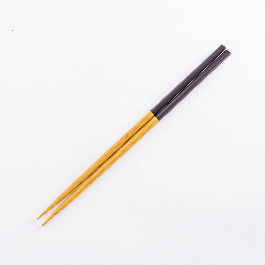 Darkslateblue-tipped cooking chopsticks, natural wood lower half.