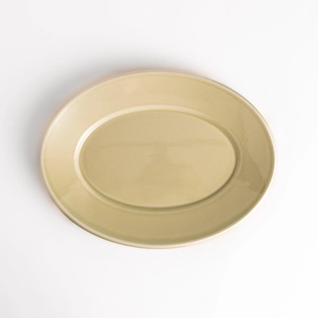 Durable and elegant green ceramic dinner plate, adding a pop of color to your table setting.