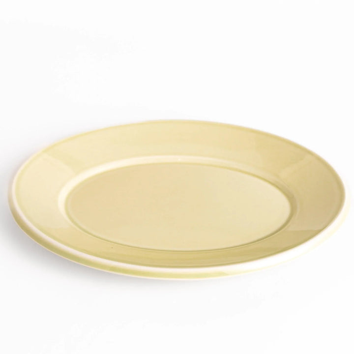 Durable and elegant green ceramic dinner plate, adding a pop of color to your table setting.