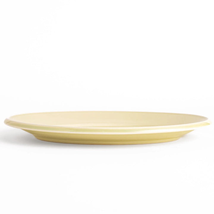 Durable and elegant green ceramic dinner plate, adding a pop of color to your table setting.