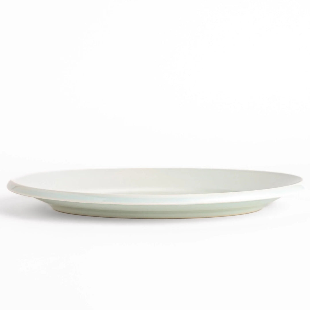 Durable and elegant white ceramic dinner plate, adding a pop of color to your table setting.