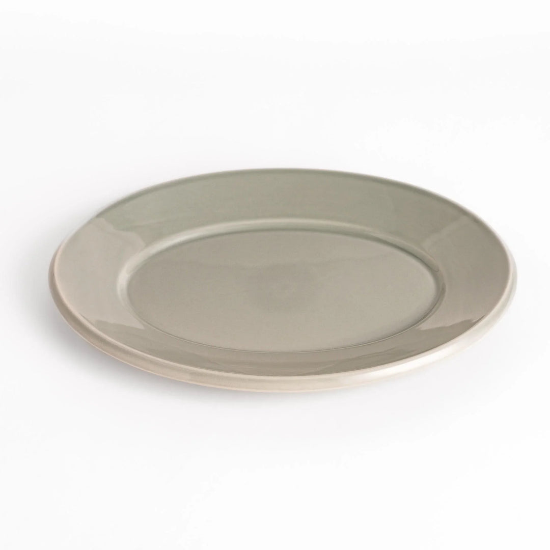 Durable and elegant gray ceramic dinner plate, adding a pop of color to your table setting.