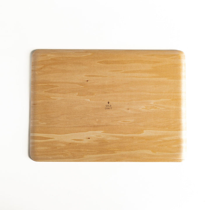 Light brown wooden serving tray with minimalist design perfect for serving meals snacks or drinks.