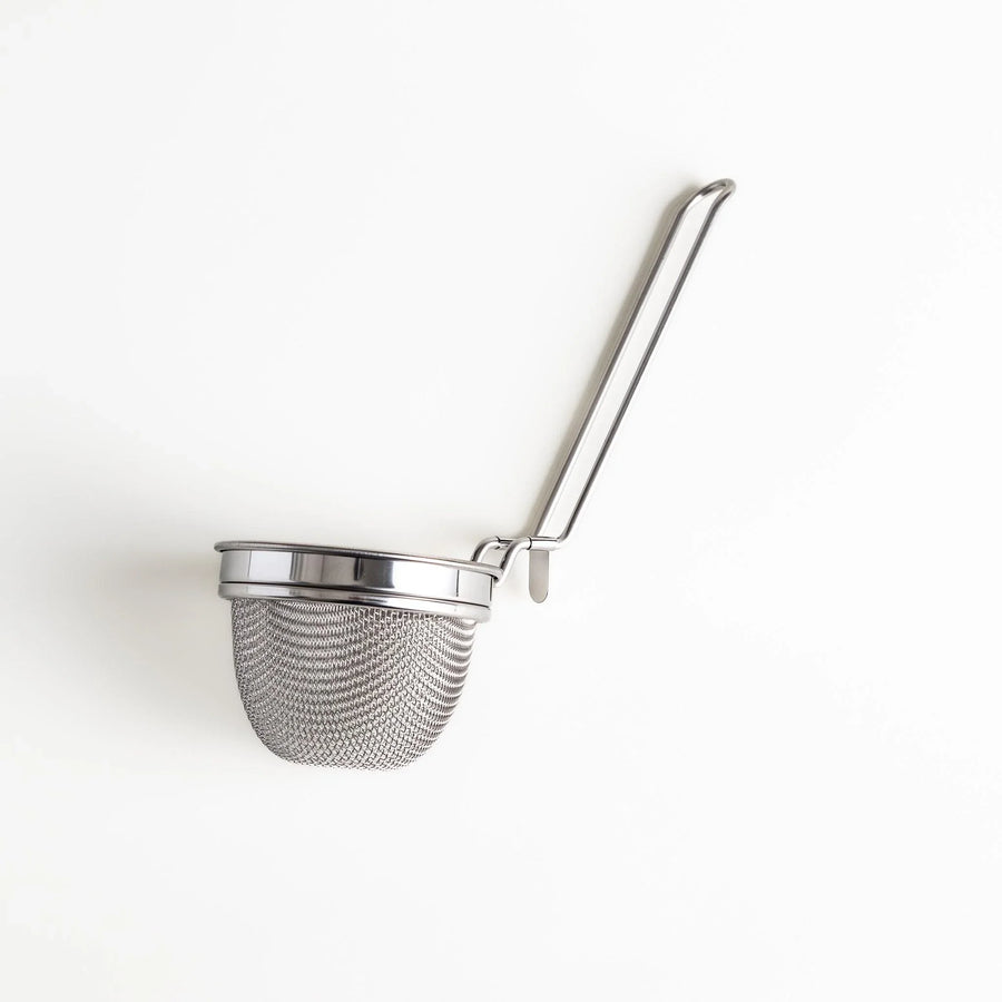 Stainless steel miso strainer with fine mesh and long handle perfect for making smooth miso soup.