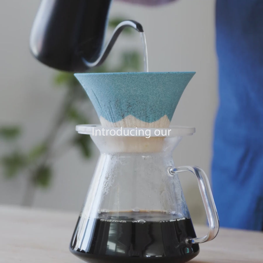 Nami from Just One Cookbook brewing coffee using Mount Fuji shaped ceramic coffee filter