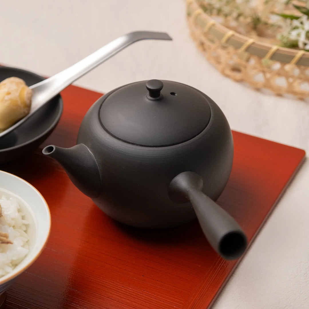 Japanese Black Kyusu Teapot for Loose Leaf Green Tea Traditional Side Handle Teapot