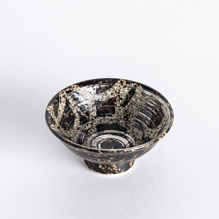Silver rustic finish sake cup with handcrafted texture and metallic sheen for elegant Japanese dining.