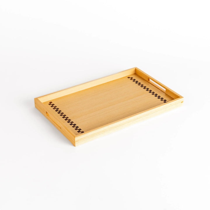 Hinoki wood serving tray with sakura bark accents ideal for tea breakfast or elegant display use.