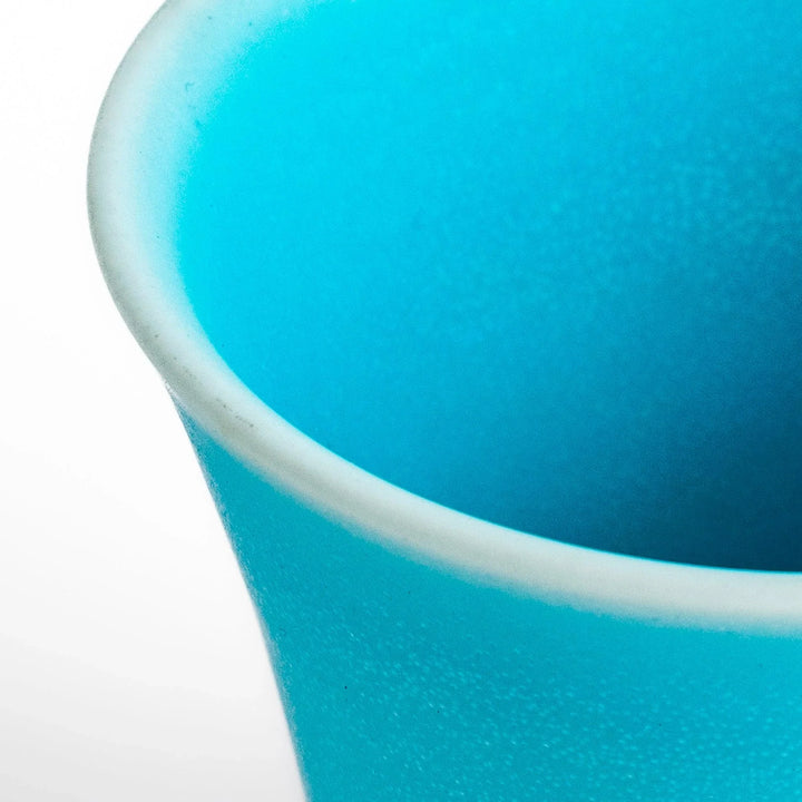 Turkish blue mini cup with matte finish and white base, perfect for small drinks or colorful table accents.