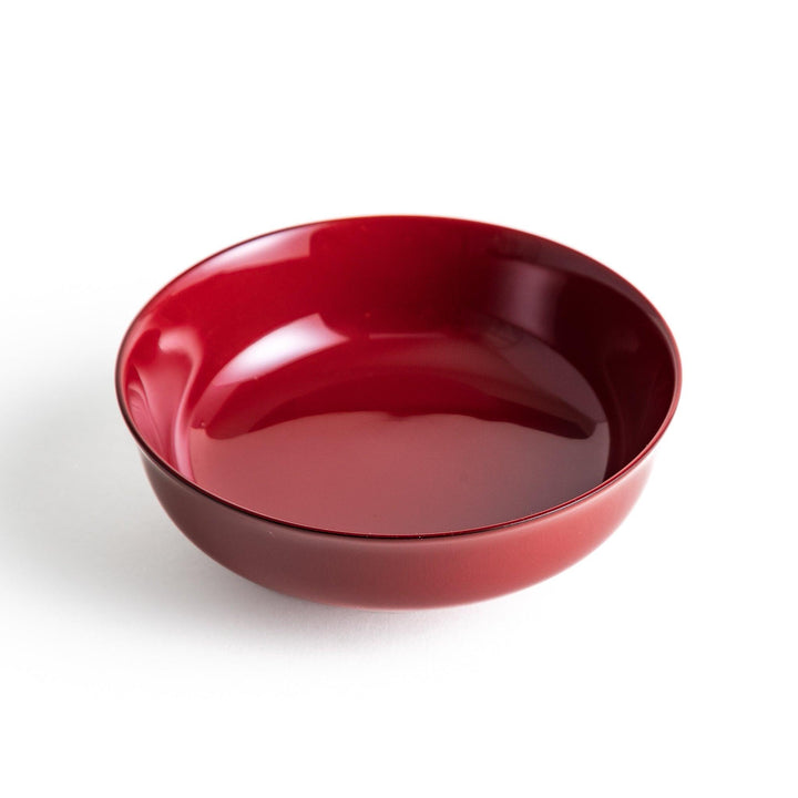 Glossy lacquer soup bowl with matching lid and gold rim available in black or red for elegant serving.