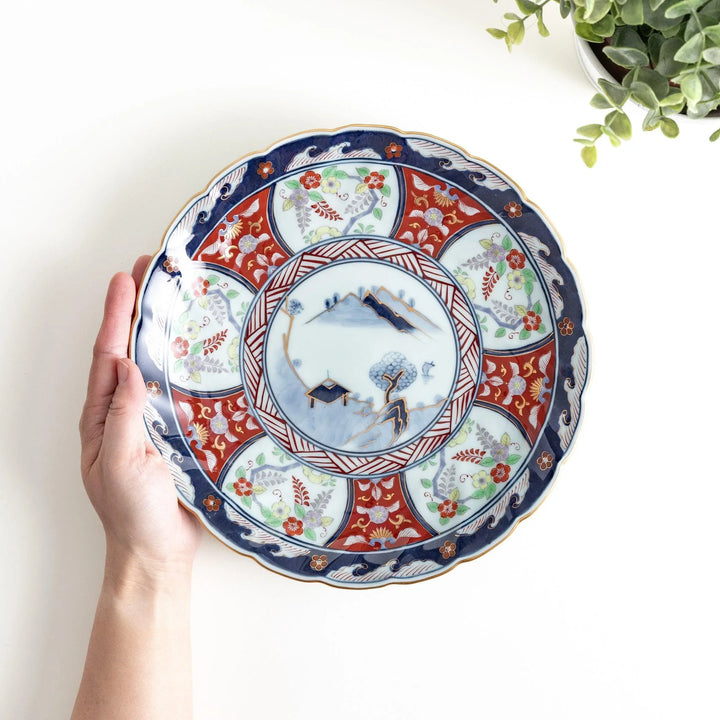 Wisteria Flower Japanese porcelain dinner plate featuring elegant floral design inspired by traditional motifs.